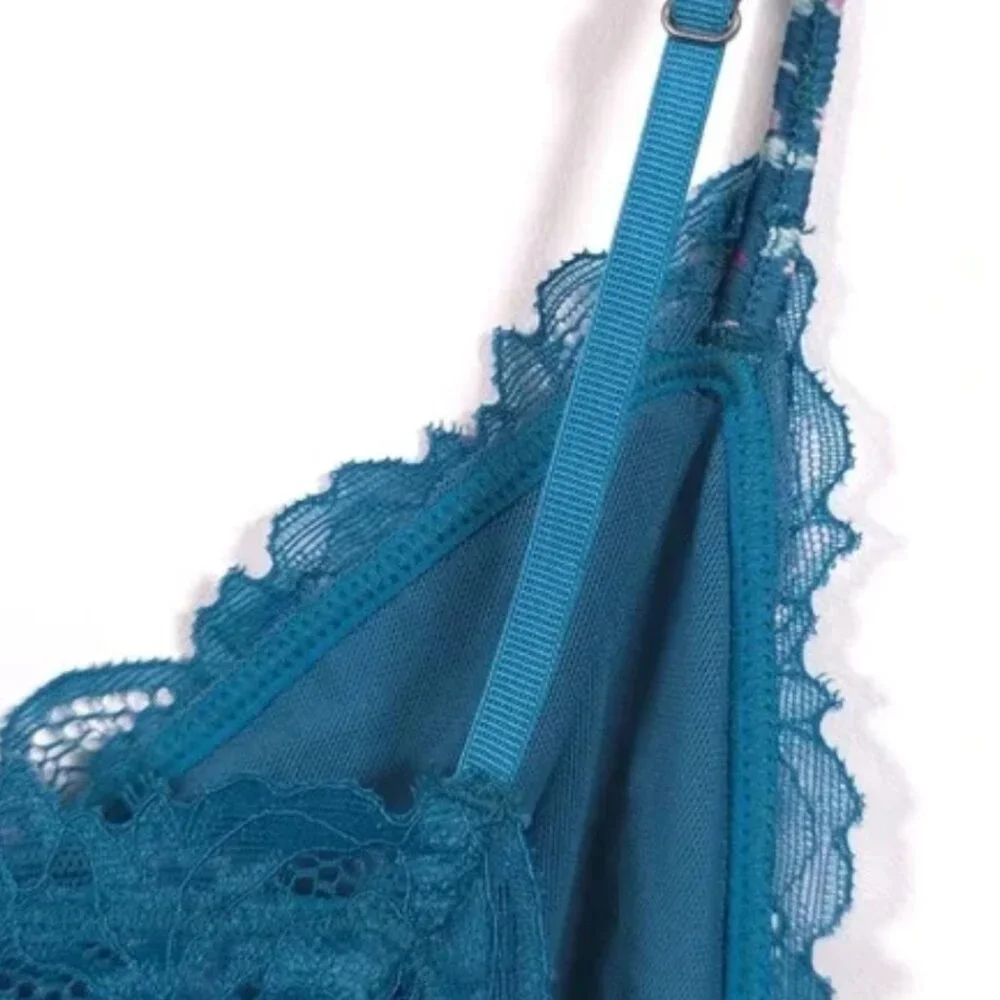 NWT Free People Gossamer Glow Midi Slip Dress Medium Deep Lagoon Combo - Picture 8 of 12